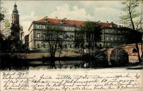 Ak Weimar in Thüringen, Schloss, Wasserseite