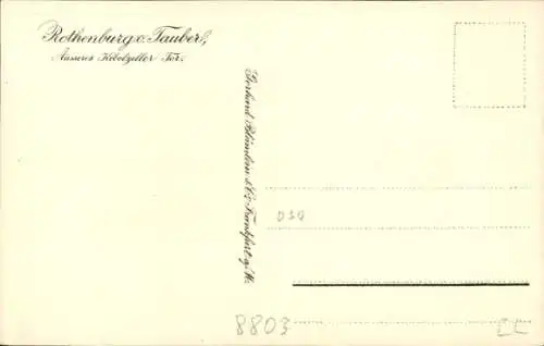 Künstler Ak Rothenburg ob der Tauber Mittelfranken, Äußeres Kobelzeller Tor