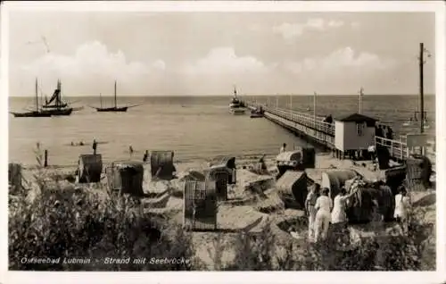 Ak Ostseebad Lubmin Vorpommern, Strand, Seebrücke