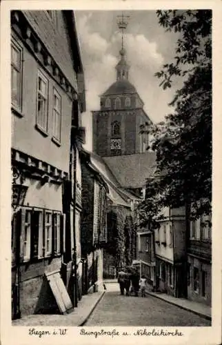 Ak Siegen in Westfalen, Burgstraße, Nikolaikirche