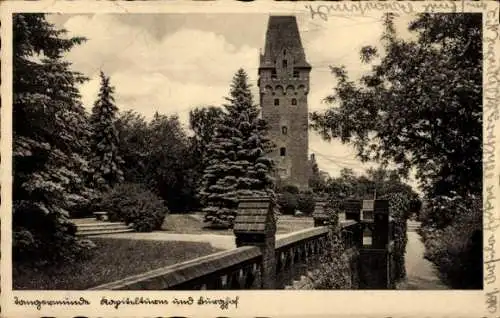 Ak Tangermünde an der Elbe, Turm, Burghof