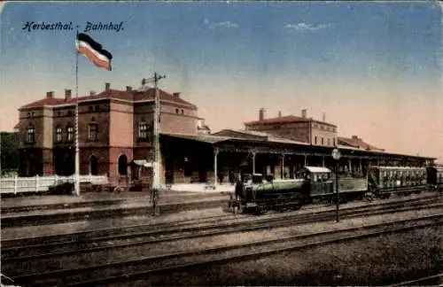 Ak Herbesthal Lontzen Wallonien Lüttich, Bahnhof, Eisenbahn