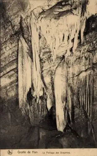 Ak Grotte de Han Han sur Lesse Wallonien Namur, Le Portique des Draperies