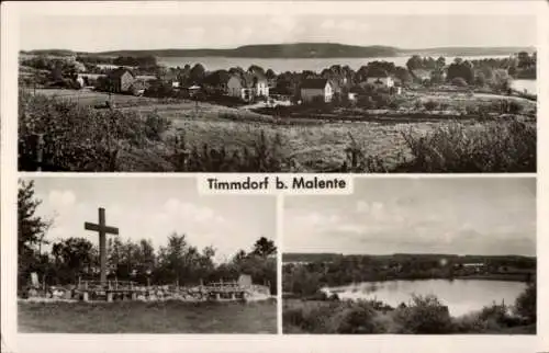 Ak Timmdorf Malente in Ostholstein, Gesamtansicht, Kreuz, See, Pension Krützfeldt