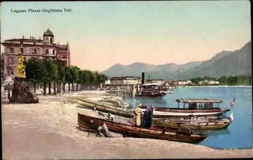 Ak Lugano Kanton Tessin Schweiz, Piazza Guglielmo Tell