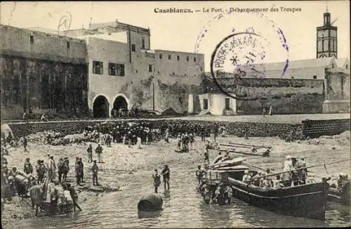Ak Casablanca, Marokko, Hafen, Landung der Truppen
