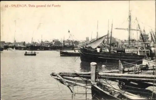 Ak Valencia Stadt Spanien, Hafenbild