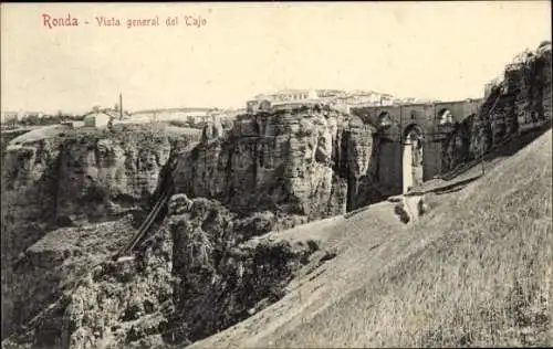 Ak Ronda Andalusien Spanien, Gesamtansicht des Tejo