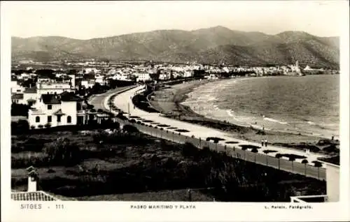 AK Sitges Katalonien Spanien, Promenade und Strand