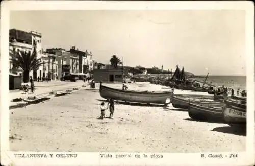 Ak Villanueva Cangas de Onís Asturias, Teilansicht des Strandes