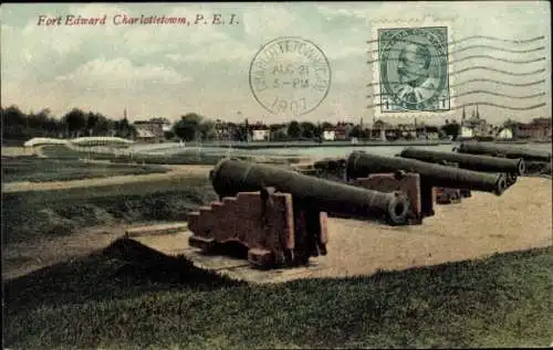 Ak Charlottetown Prince Edward Insel Kanada, Fort Edward, Kanonen