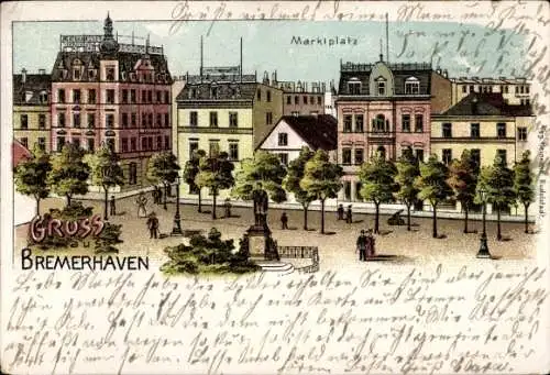Litho Bremerhaven, Marktplatz, Denkmal