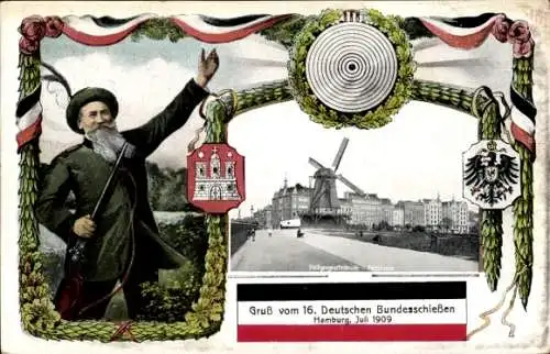 Ak Hamburg Mitte St. Pauli, Heiligengeistfeld, 16. Deutsches Bundesschießen 1909
