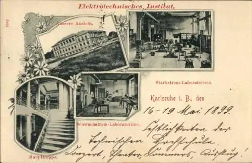 Ak Karlsruhe in Baden, Elektrotechnisches Institut, Starkstrom-Laboratorium, Haupttreppe