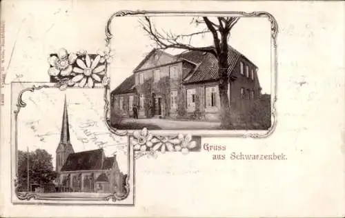 Passepartout Ak Schwarzenbek in Lauenburg, Kirche, Wohnhaus