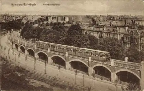 Ak Hamburg Nord Barmbek Barmbeck, Hochbahnstrecke