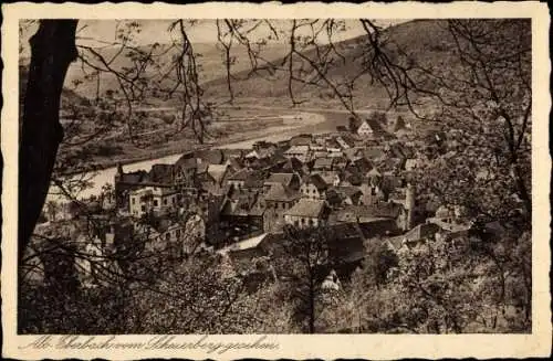 Ak Eberbach am Neckar Odenwald Baden, Ort vom Scheuerberg gesehen