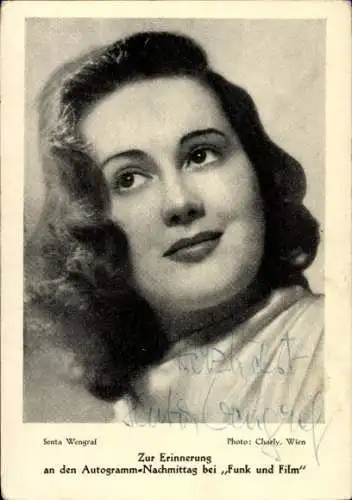 Ak Schauspielerin Senta Wengraf, Portrait, Autogramm