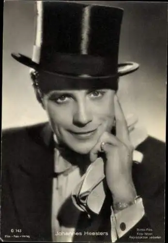 Ak Schauspieler und Sänger Johannes Heesters, Portrait mit Zylinder