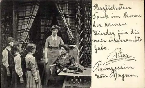 Ak Maria del Pilar von Bayern, Autograph