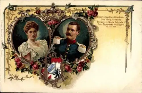 Ak Marie Gabriele und Kronprinz Rupprecht von Bayern, Hochzeit