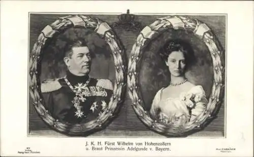 Ak Fürst Wilhelm von Hohenzollern, Prinzessin Adelgunde von Bayern