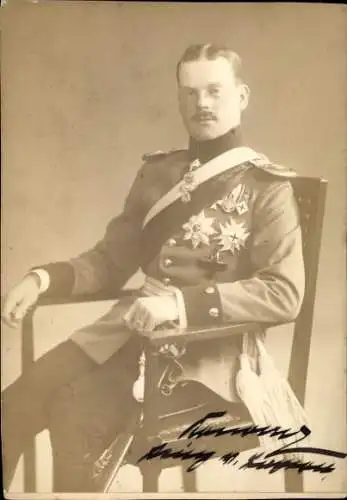 Foto Franz von Bayern, Portrait in Uniform, Autogramm