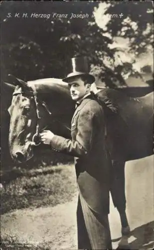 Ak Herzog Franz Joseph in Bayern, Portrait mit Pferd