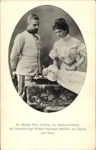 Ak Prinz Ludwig von Sachsen-Coburg-Gotha, Mathilde von Bayern, Sohn