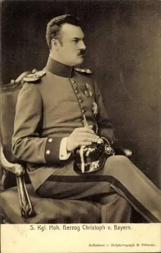 Ak Herzog Christoph von Bayern, Portrait in Uniform