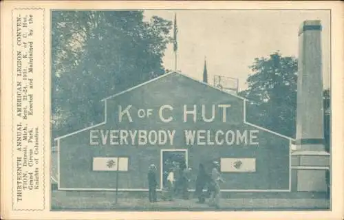 Ak Detroit Michigan USA, 13. Jahreskongress der American Legion 1931, K of C Hut