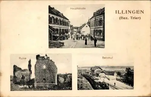 Ak Illingen in Württemberg, Ruine, Bahnhof, Hauptstraße