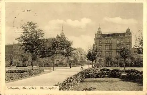 Ak Katowice Kattowitz Oberschlesien, Blücherplatz