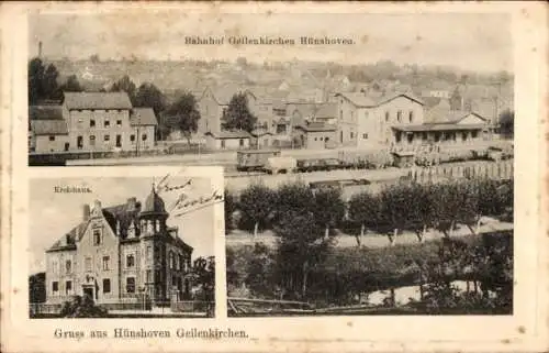 Ak Hünshoven Geilenkirchen in Nordrhein Westfalen, Kreishaus, Bahnhof