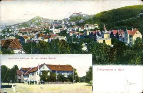 Ak Blankenburg am Harz, Gasthof zum schwarzen Bär, Panorama