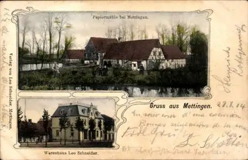 Ak Mettingen im Tecklenburger Land Westfalen, Papiermühle, Warenhaus