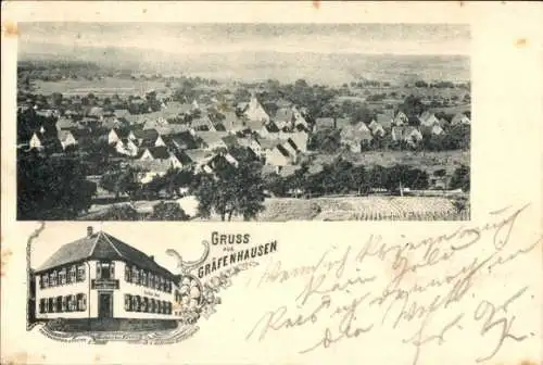 Ak Gräfenhausen Birkenfeld in Württemberg, Gesamtansicht, Gasthaus