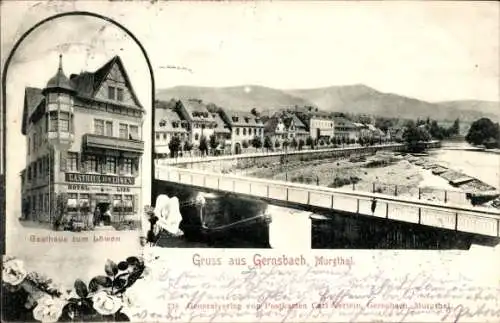 Ak Gernsbach im Murgtal Schwarzwald, Gasthaus zum Löwen, Murgthal