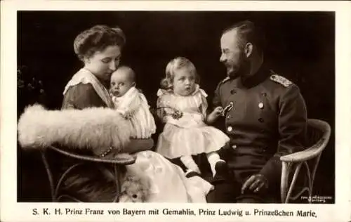 Ak Prinz Franz von Bayern mit seiner Familie, Isabella, Ludwig, Maria