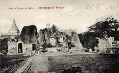 Ak Anuradhapura Sri Lanka, View of the Isurumuniya Temple, Tempelanlagen