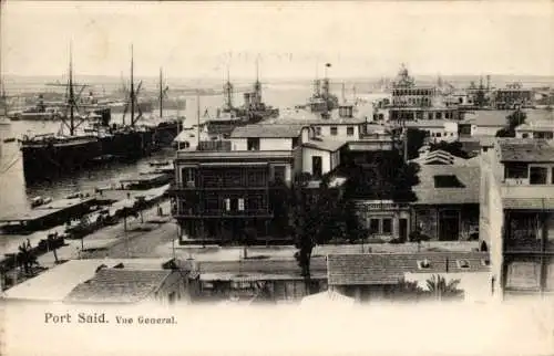 Ak Port Said Ägypten, Hafenbild, Schiffe