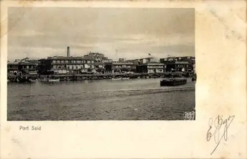 Ak Port Said Ägypten, Hafen vom Wasser aus gesehen