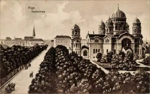 Künstler Ak Riga Lettland, Ansicht der Kathedrale
