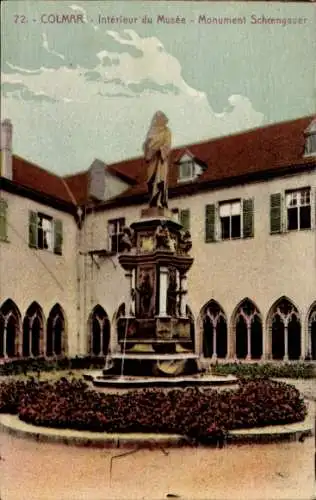 Ak Colmar Kolmar Elsass Haut Rhin, Museum, Innenhof, Monument Schoengauer