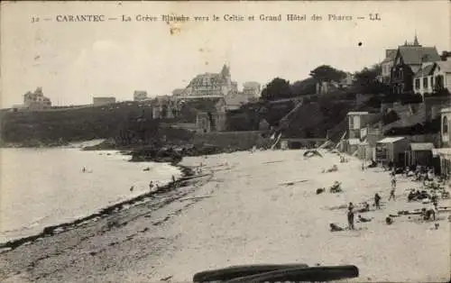 Ak Carantec Finistère, Greve Blanche, Grand Hotel des Phares