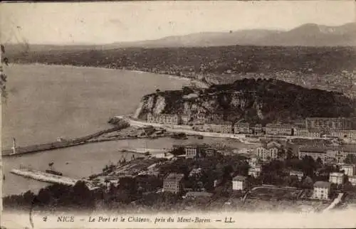 Ak Nice Nizza Alpes Maritimes, Hafen, Schloss