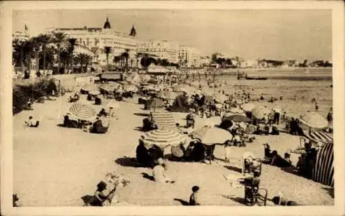 Ak Cannes Alpes Maritimes, Strand, Hotels de la Croisette