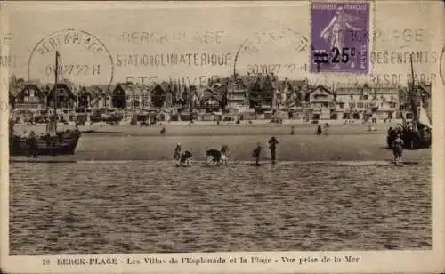 Ak Berck Plage Pas de Calais, Villas de l'Esplanade, Strand