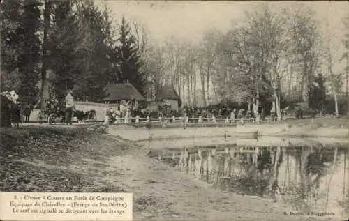 Ak Compiègne Oise, Chasse a Courre en Foret, Equipage de Chezelles
