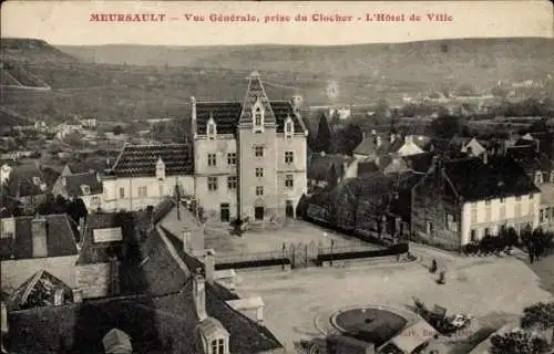 Ak Meursault Cote d'Or, Vue generale prise du Clocher, Hotel de Ville